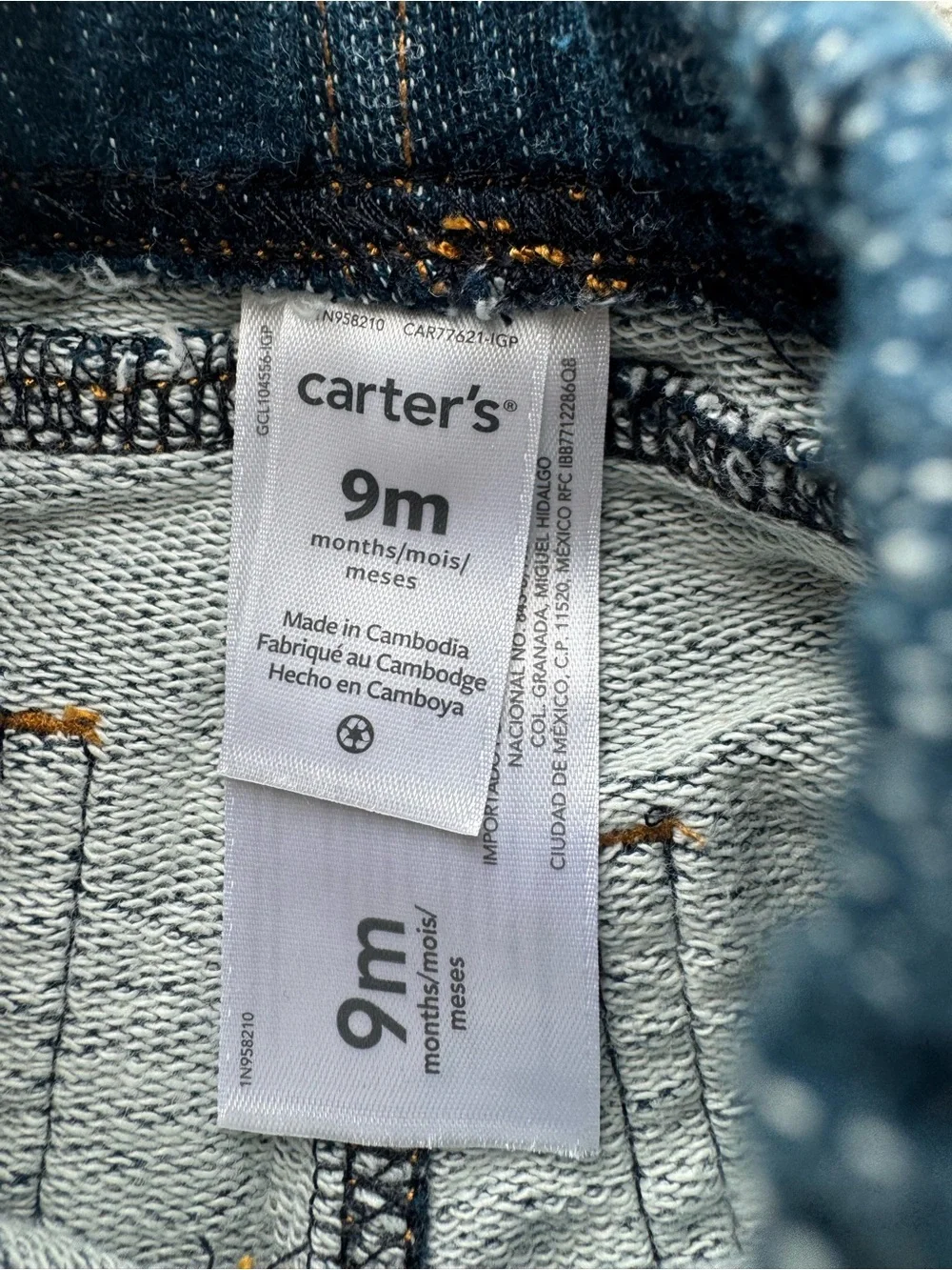 Carter’s 9M Pull On Baby Jeggings Soft Denim Look Pants